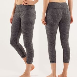 {4} Lululemon Wunder Under Crop Legging Coco Pique Black